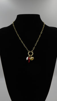 İtalyan Biber Figürlü İnci ve İstiridye Detaylı Kolye