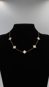 5'li Yonca Figürlü Çelik Kolye - Gold