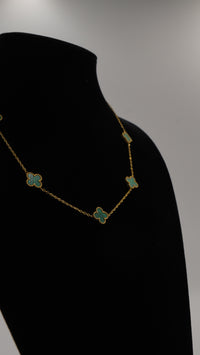 5'li Yonca Figürlü Çelik Kolye - Gold