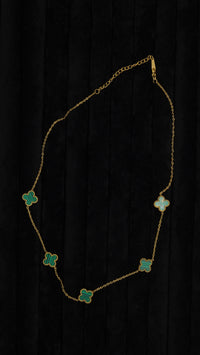 5'li Yonca Figürlü Çelik Kolye - Gold