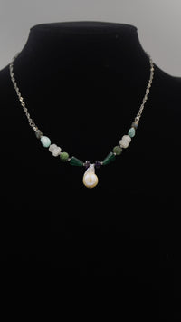 Doğal Kristal Quartz Taşlı Altın Kaplama Kolye