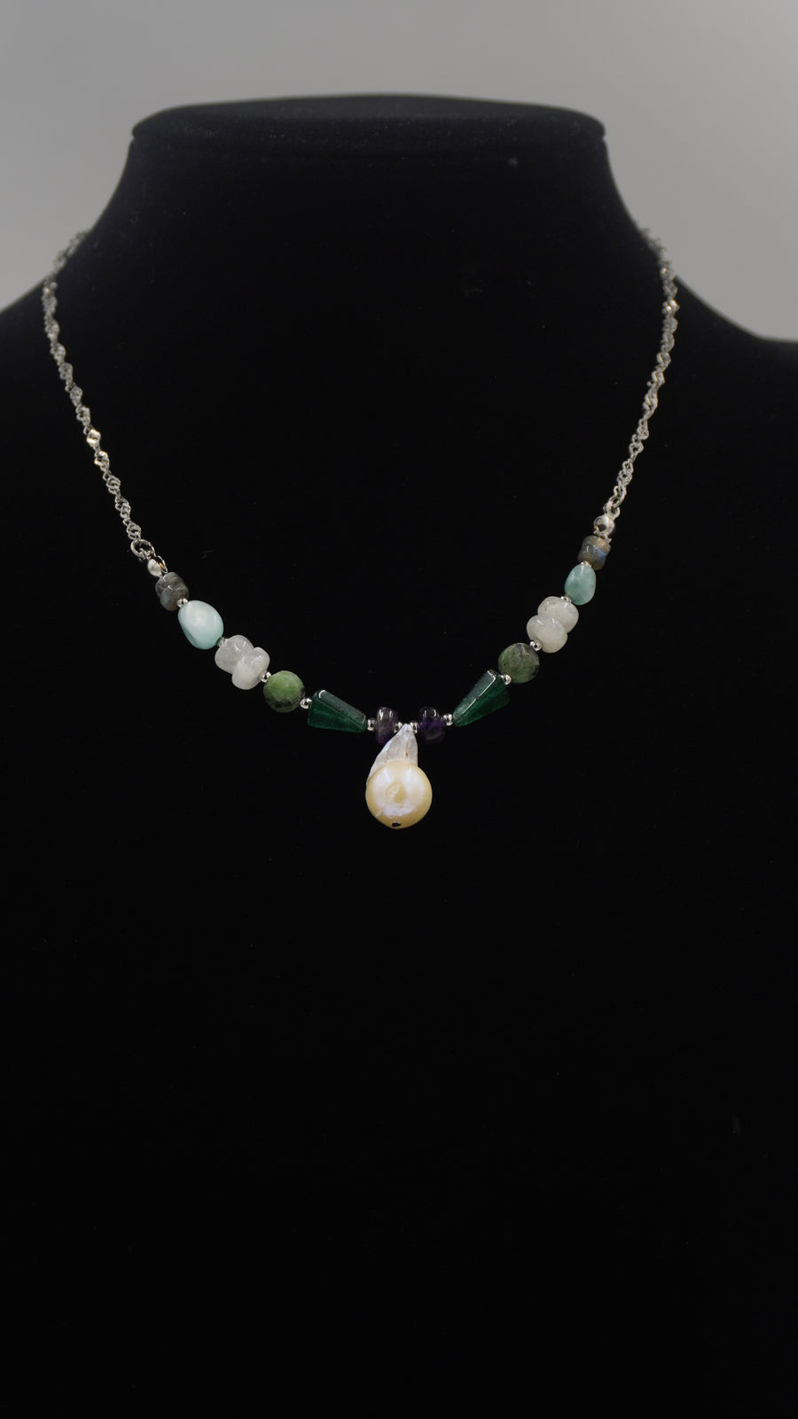 Doğal Kristal Quartz Taşlı Altın Kaplama Kolye