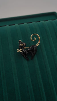 Kedi Figürlü Pirinç Broş