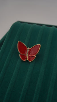 Kırmızı Epoksi Kelebek Broş