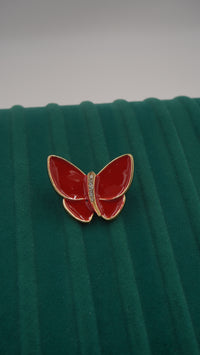 Kırmızı Epoksi Kelebek Broş