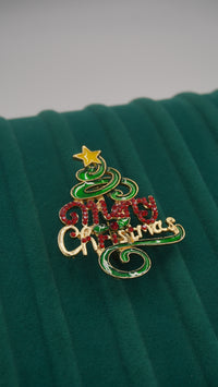 Yılbaşı Temalı “Merry Christmas” Figürlü Pirinç Broş