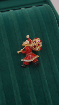 Yılbaşı Temalı Noel Baba Figürlü Pirinç Broş