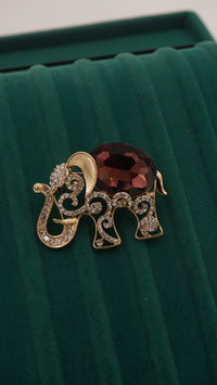 Kristal ve Zirkon Taşlı Fil Figürlü Broş