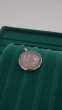 Pembe Quartz Taşlı Özel Yapım Bakır Kolye Ucu