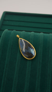 Labradorit Taşlı Bakır Kolye Ucu