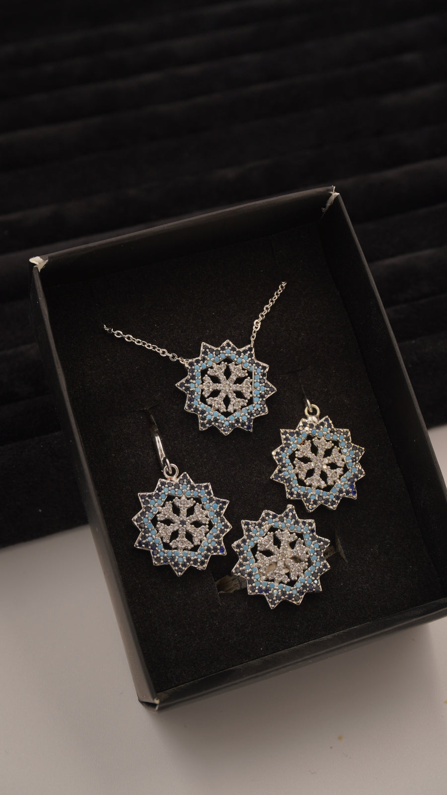 Kar Tanesi Figürlü Zirkon Taşlı VIP 3’lü Takı Seti