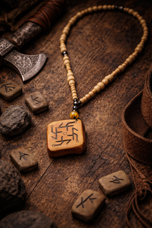 Rune İyi Şans Doğal Taşlı Kolye