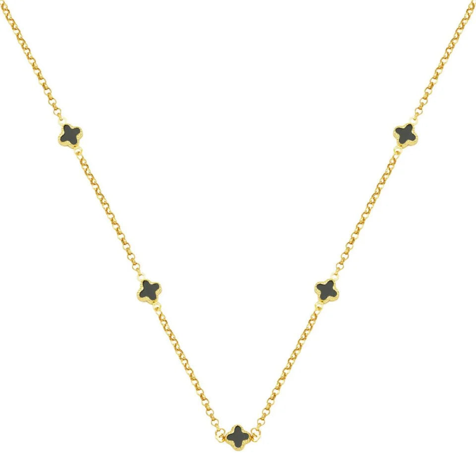 Zümrüt Sedefi 14 Ayar Van Cleef Altın Kolye